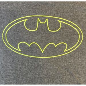 2XL Grey/Black Long Sleeve Batman T-Shirt Green Batman Symbol